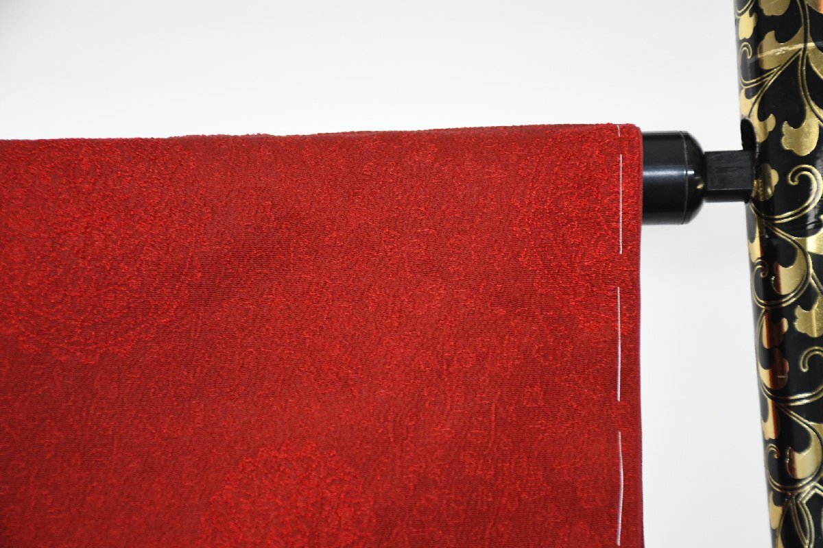 色無地 ますいわ屋 パーティー 柘榴色 赤 鏡文様 披露宴 お茶会 身丈151cm 裄丈65cm ★着物 ia-1218 桜庭呉服店_画像3