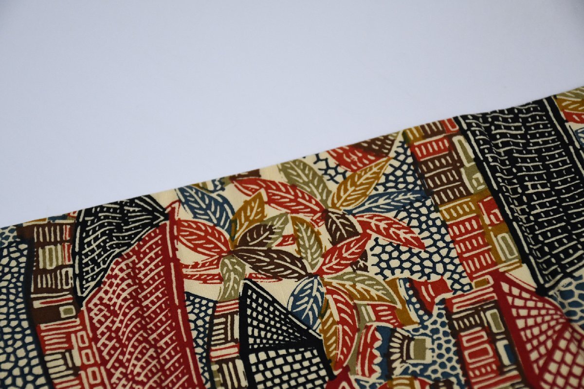 袋名古屋帯 型染め 花瓶 屋根 帯丈352cm ★着物屋 ne-16535 桜庭呉服店_画像10