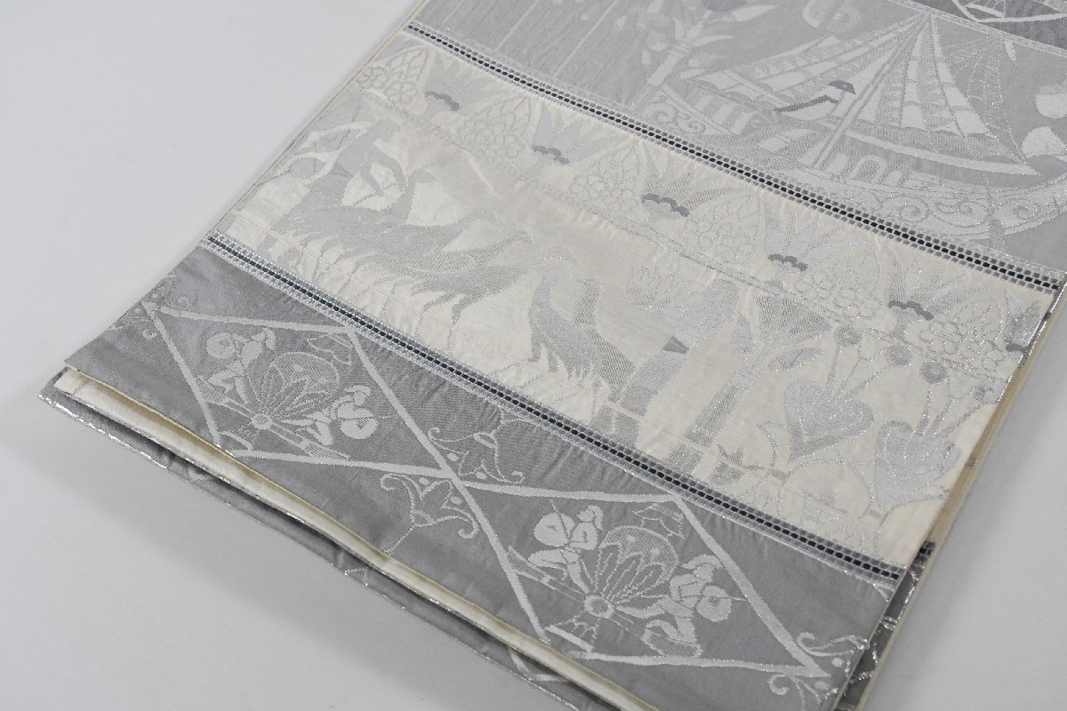 袋帯 六通柄 エジプト文様 人物文様 船 帯丈438cm ★着物屋 ne-16544 桜庭呉服店_画像4