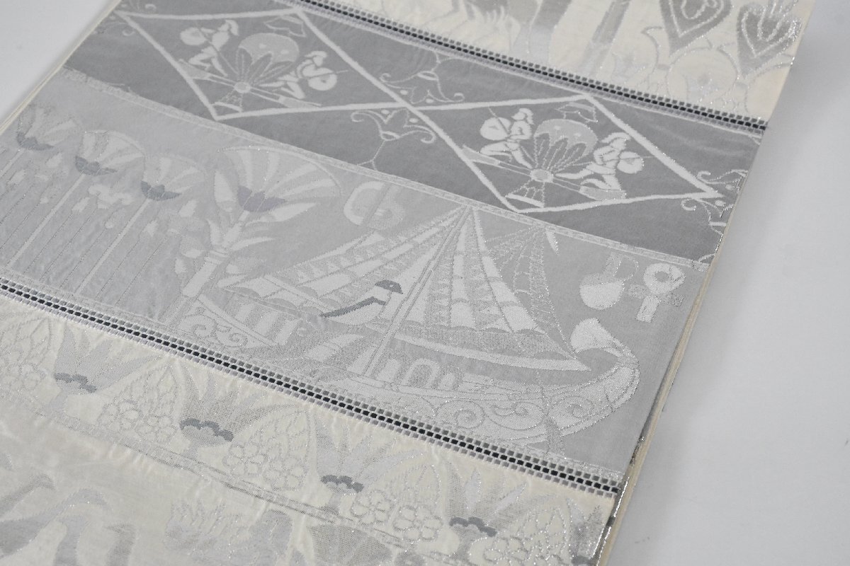 袋帯 六通柄 エジプト文様 人物文様 船 帯丈438cm ★着物屋 ne-16544 桜庭呉服店_画像3