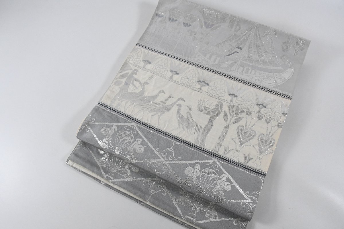 袋帯 六通柄 エジプト文様 人物文様 船 帯丈438cm ★着物屋 ne-16544 桜庭呉服店_画像6