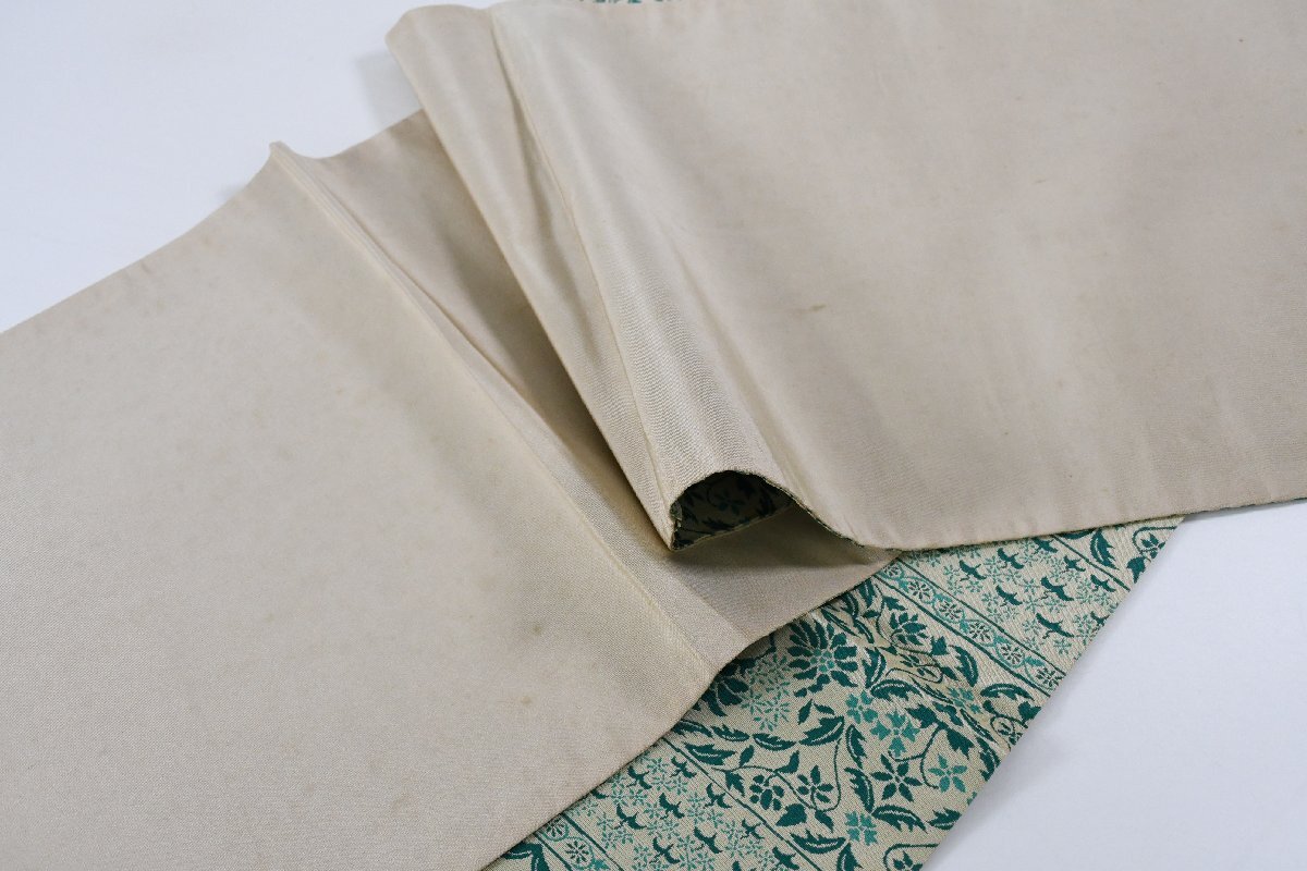 袋名古屋帯 唐花文様 全通柄 帯丈352cm ★着物屋 ne-16595 桜庭呉服店_画像10