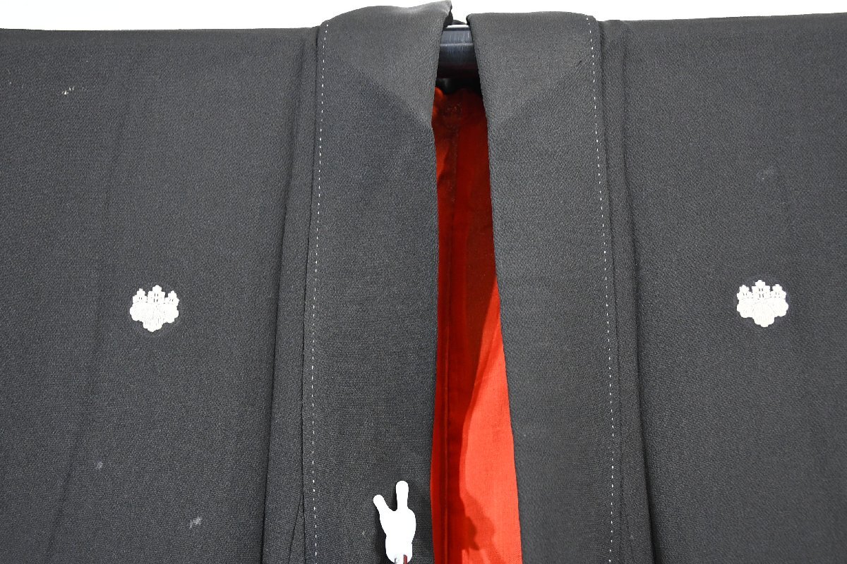 黒留袖 結婚式 アンティーク 松竹梅 ちりめん 身丈１５４cm 裄丈６４cm ★着物 e-１４９９ 桜庭呉服店_画像7