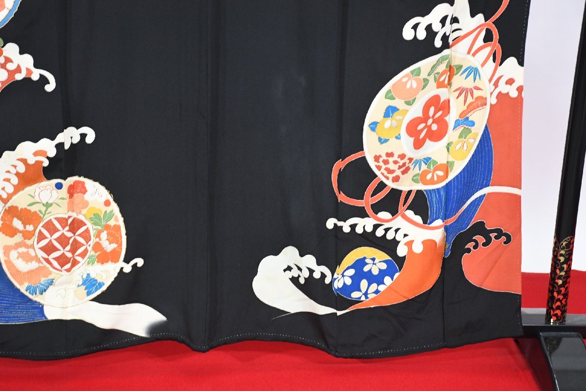 黒留袖 結婚式 アンティーク 鏡 金糸 身丈１５５cm 裄丈６３cm ★着物 e-１４９８ 桜庭呉服店_画像3