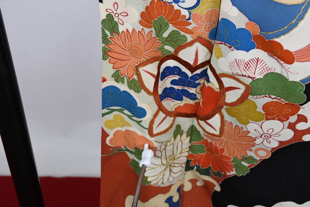 黒留袖 結婚式 アンティーク 鏡 金糸 身丈１５５cm 裄丈６３cm ★着物 e-１４９８ 桜庭呉服店_画像6