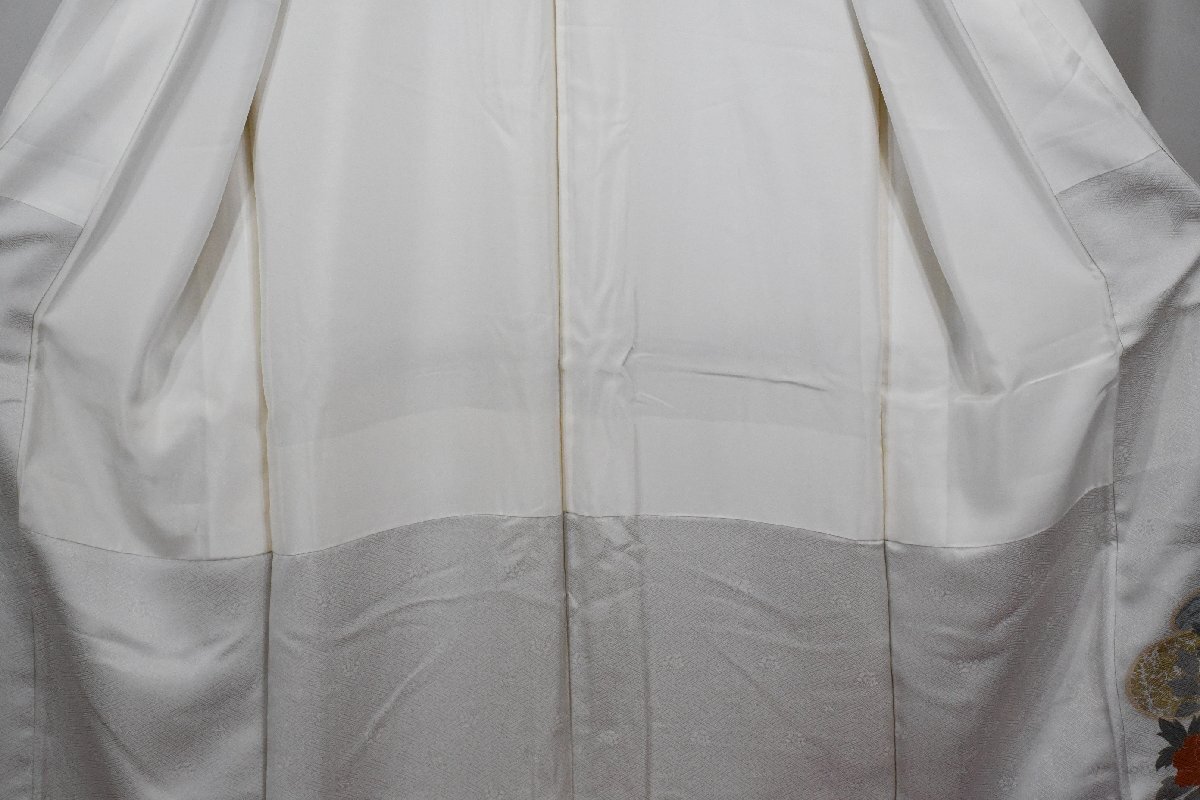 色留袖 家紋 結婚式 金彩 城 風景 花 身丈163cm 裄丈66cm ★着物ｔ-2404 桜庭呉服店_画像10