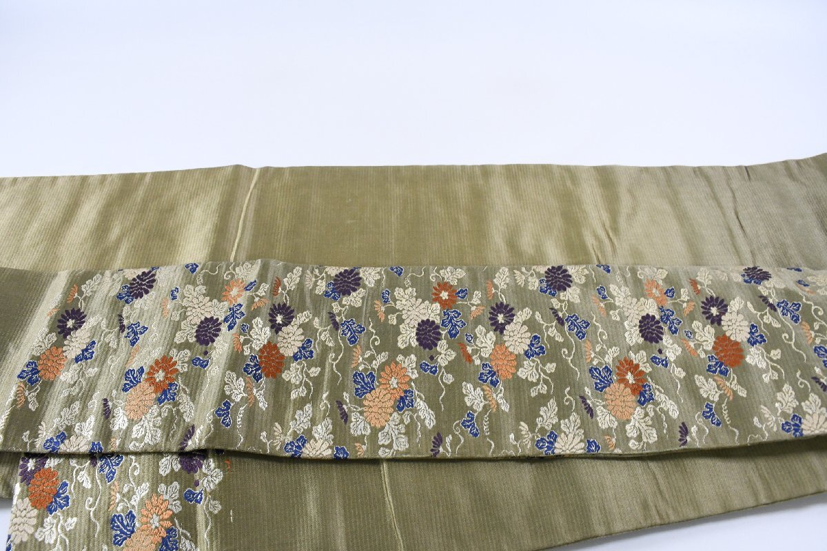 名古屋帯 アンティーク 花 帯丈358cm ★着物屋 ne-16615 桜庭呉服店_画像7