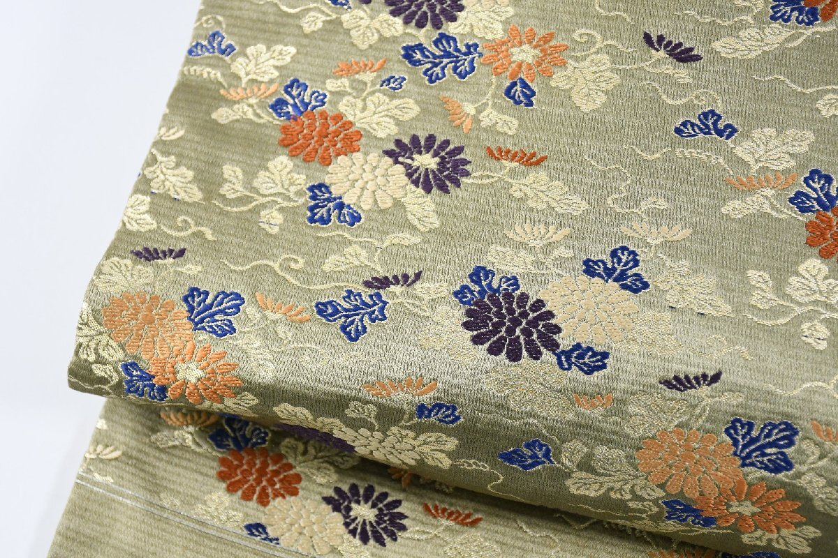 名古屋帯 アンティーク 花 帯丈358cm ★着物屋 ne-16615 桜庭呉服店_画像9