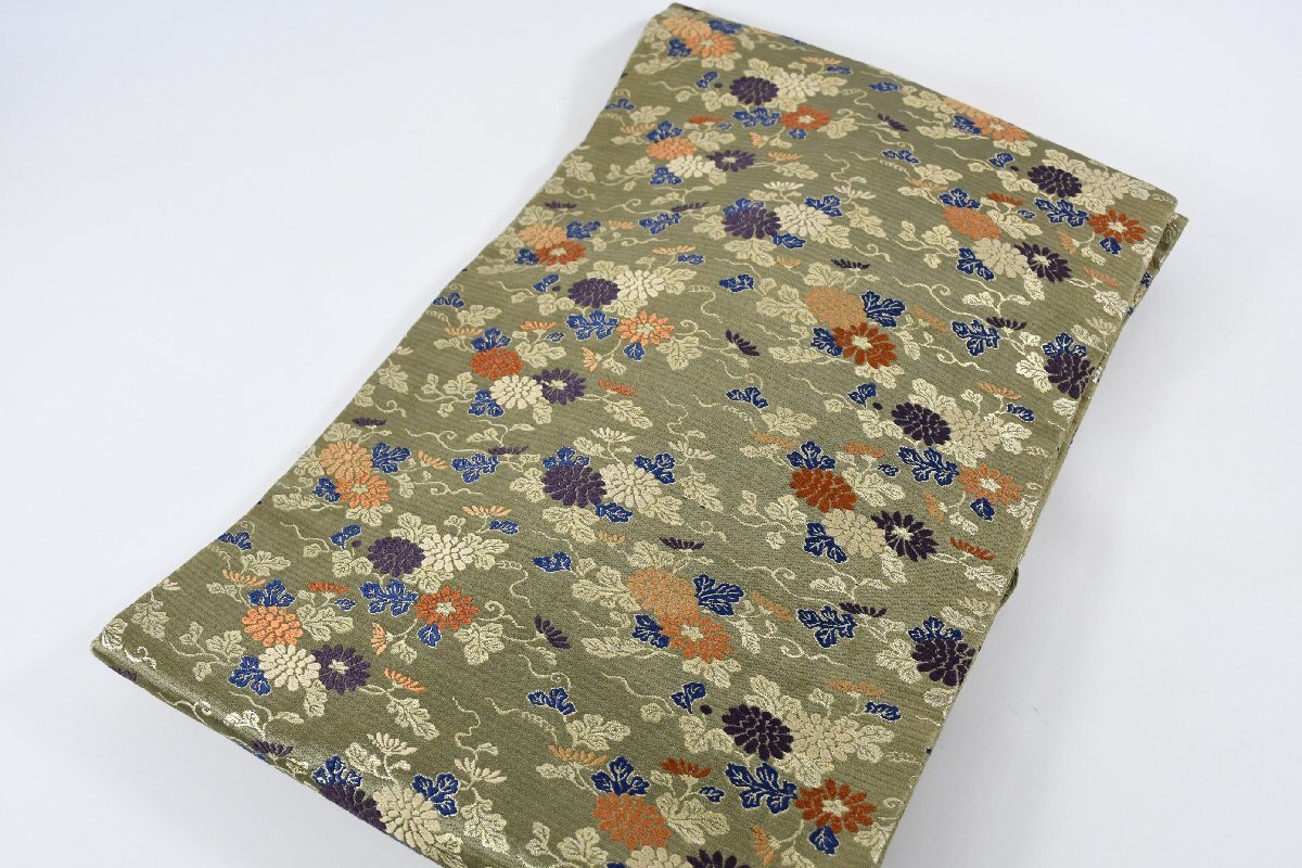 名古屋帯 アンティーク 花 帯丈358cm ★着物屋 ne-16615 桜庭呉服店_画像2
