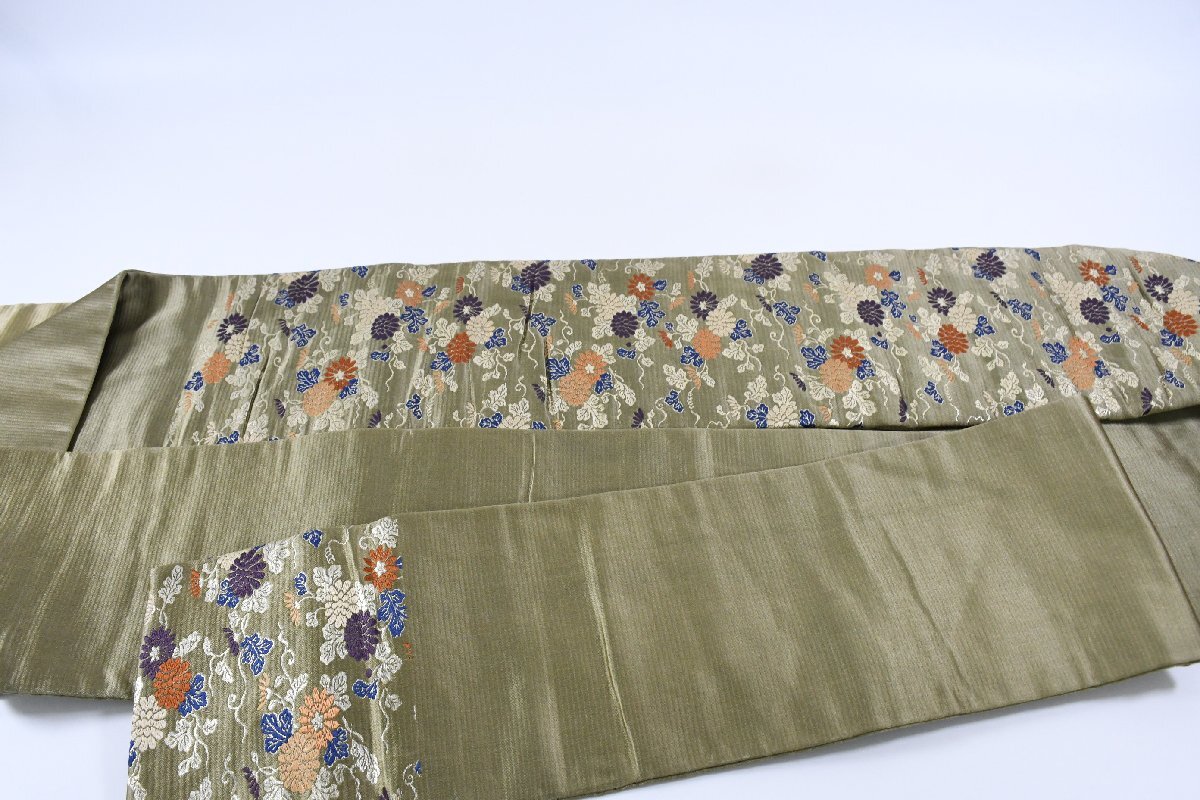 名古屋帯 アンティーク 花 帯丈358cm ★着物屋 ne-16615 桜庭呉服店_画像6