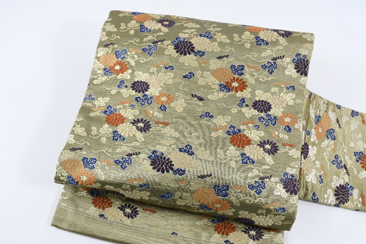名古屋帯 アンティーク 花 帯丈358cm ★着物屋 ne-16615 桜庭呉服店_画像10