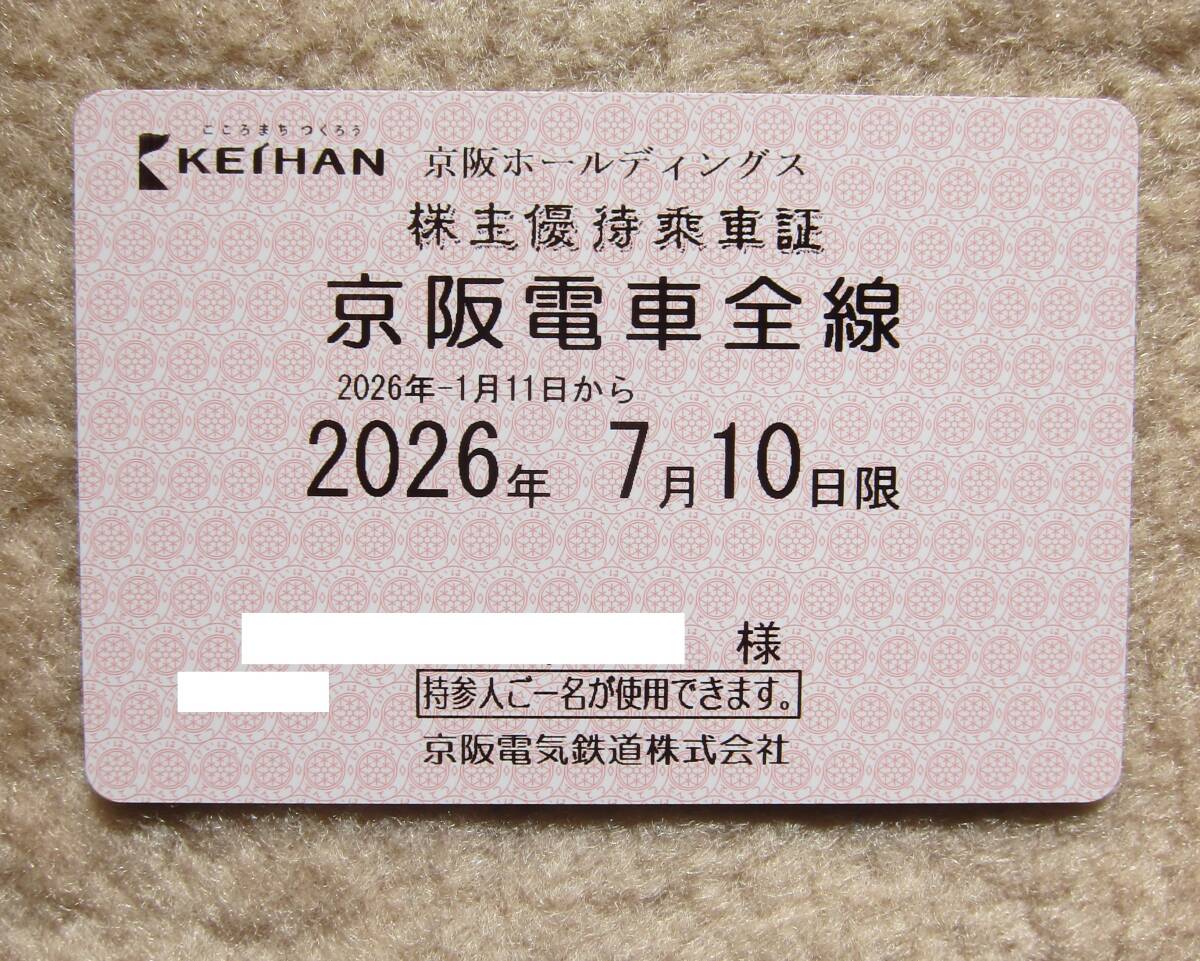 京阪電鉄 株主優待乗車証 京阪電車全線 定期＋一般書留込_画像1