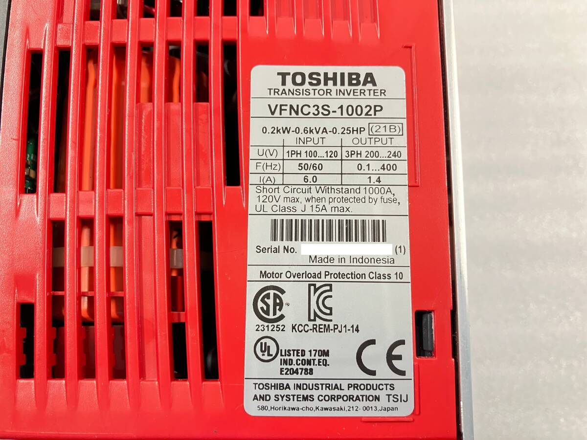 ●TOSHIBA インバーター VF-nC3 VFNC3S-1002P 中古品_画像5