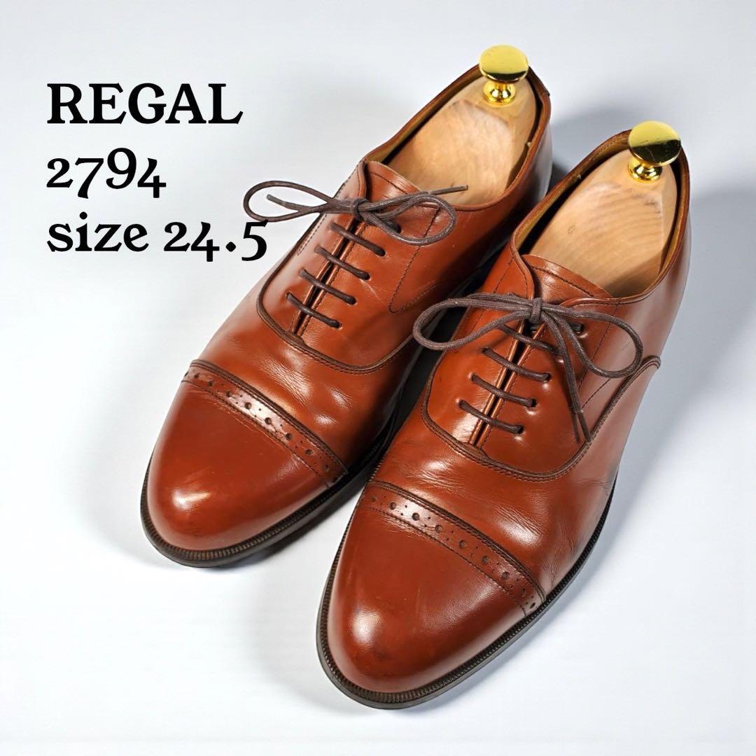 REGAL リーガル〈2794〉ストレートチップ（24,5）革靴　キャップトゥ_画像1