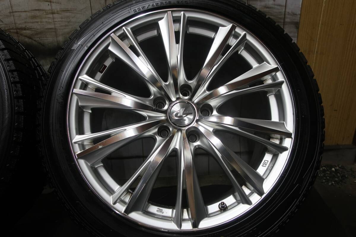 雪道安心 国産スタッドレス ダンロップ WM02 225/45R18 WEDS ウェッズ レオニス クラウン マークX カムリ HS 室内保管品 手渡しOK 冬用_画像3