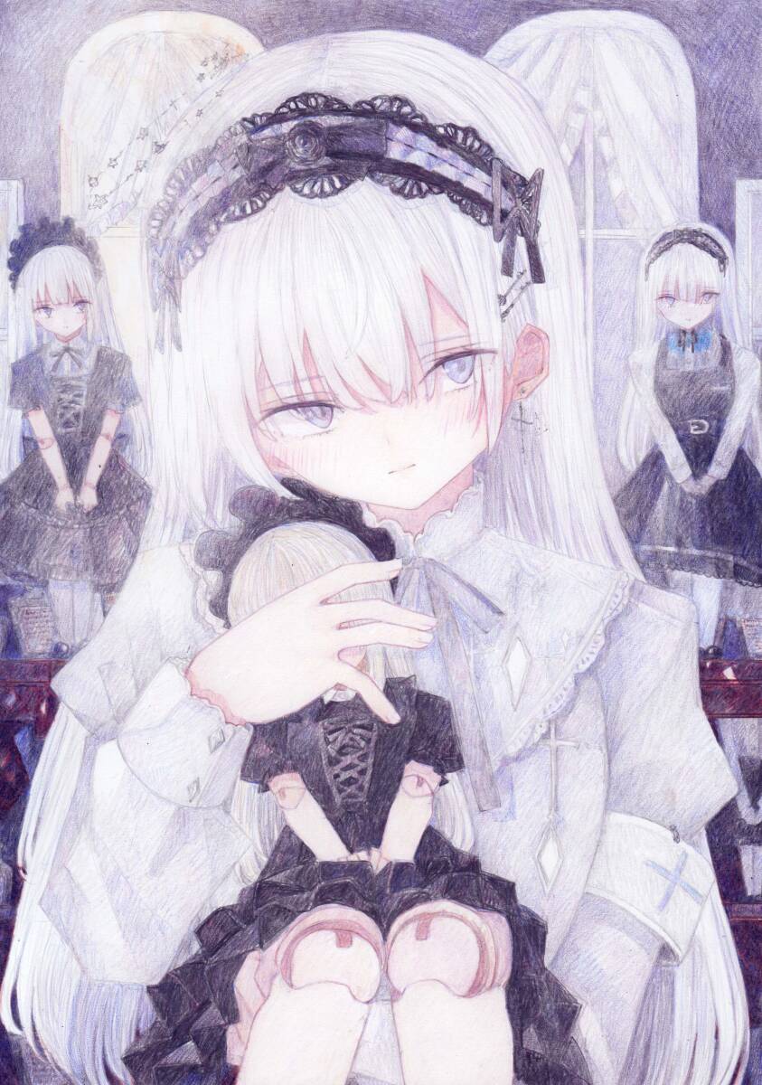 *A4 оригинал ручные иллюстрации * цветные карандаши .[ кукла ..]