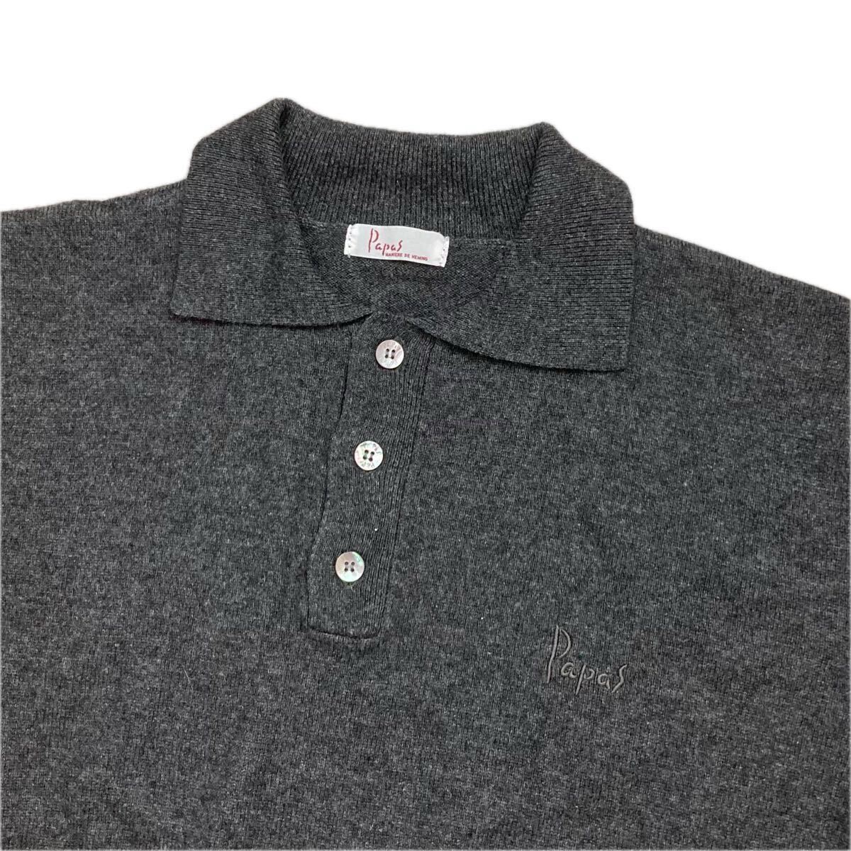 Papas パパス ニット ニットポロシャツ M_画像9