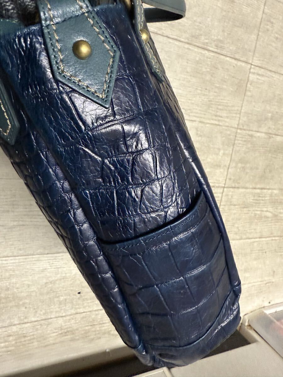 a4 ブランド トートバッグファスナー付き ビジネスバッグ 日本製 通勤バッグ 軽量 LIME L1944 ネイビークロコダイル本革_画像8