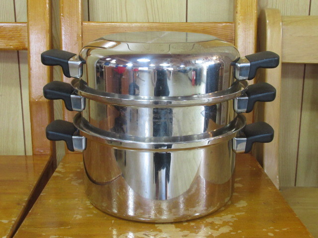 76073 Amway Amway Amway k.-n кастрюля комплект 18/8 STAINLESS STEEL нержавеющая сталь кастрюля с двумя ручками кухонная утварь три уровень б/у товар ②