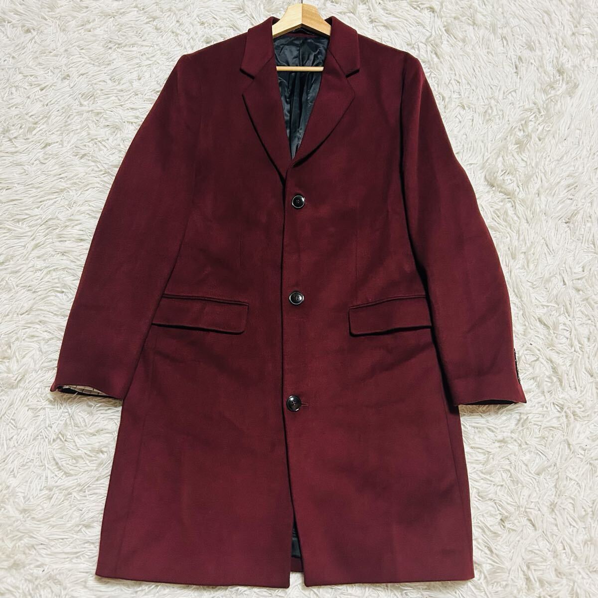 深紅の魔装コート ZARA ザラ ロング チェスターコート ロングコート アウター 秋冬 上質高級感 貴重 ワインレッド ボルドー 極美品 Lサイズ_画像2
