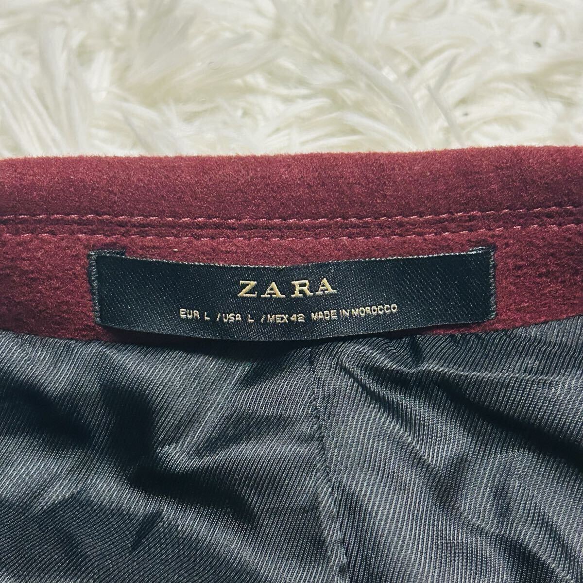 深紅の魔装コート ZARA ザラ ロング チェスターコート ロングコート アウター 秋冬 上質高級感 貴重 ワインレッド ボルドー 極美品 Lサイズ_画像9