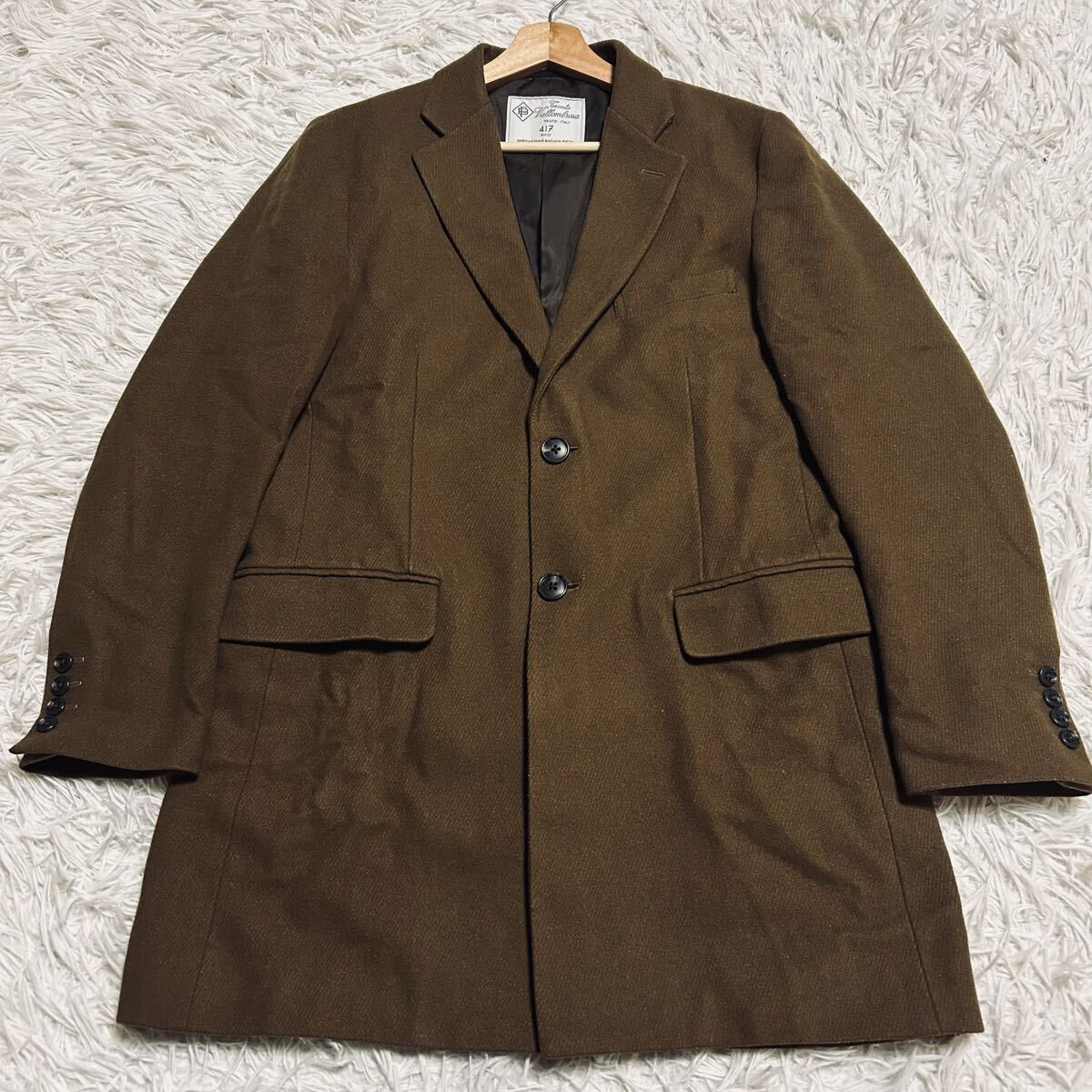 極美品 EDIFICE エディフィス イタリア産 カシミヤ ブレンド チェスターコート ロングコート 大人上品 綺麗目カジュアル ブラウン Mサイズ _画像2