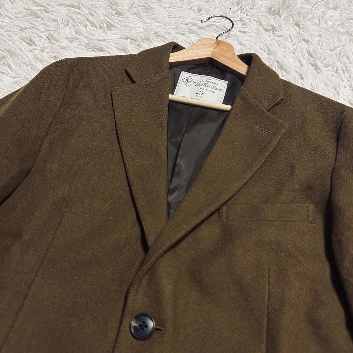 極美品 EDIFICE エディフィス イタリア産 カシミヤ ブレンド チェスターコート ロングコート 大人上品 綺麗目カジュアル ブラウン Mサイズ _画像5