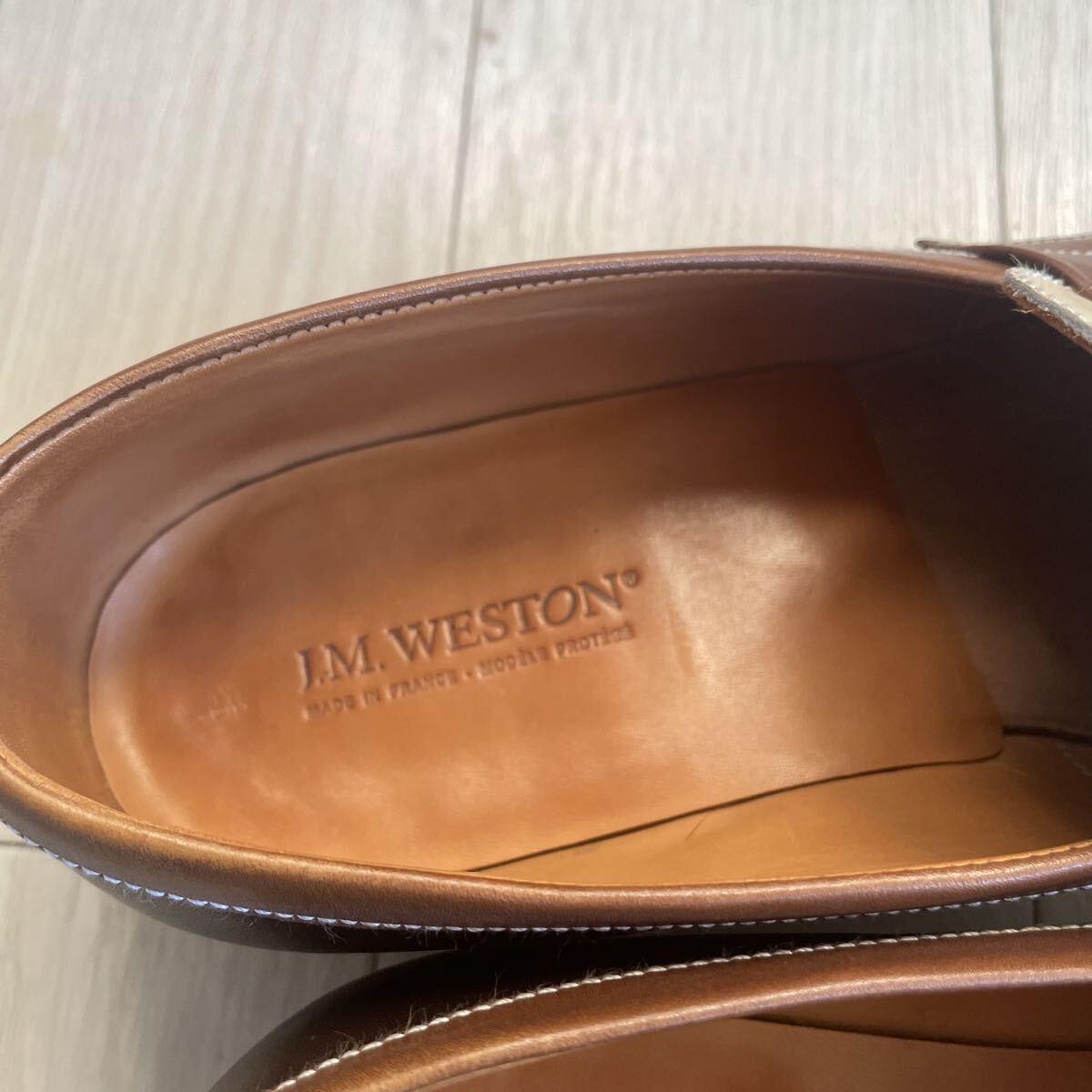 希少色 ジェイエムウェストン J.M. WESTON ローファー 5E 25 シグネチャーローファー 180 革靴 ドレス ブラウン タン フランス製_画像3