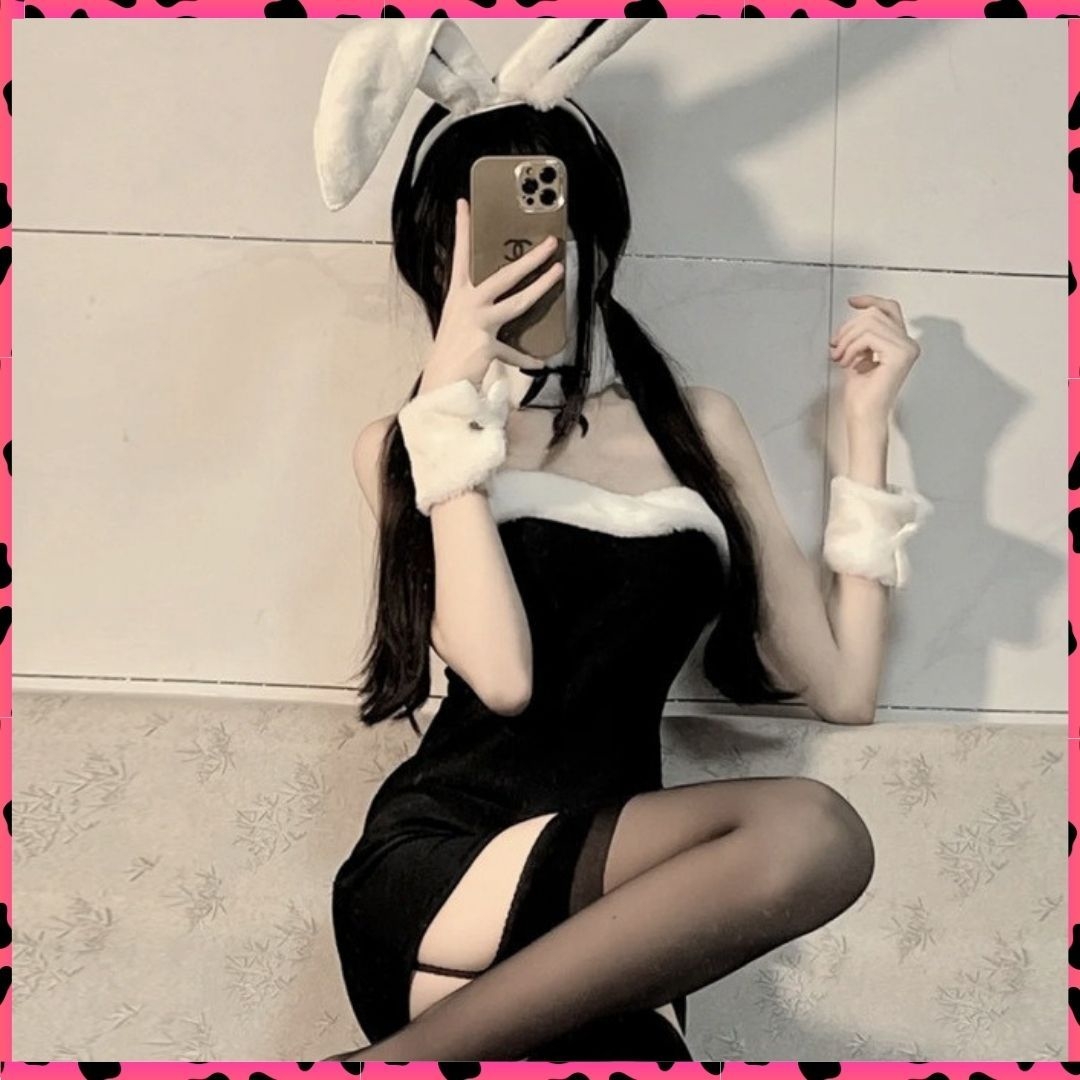 豪華5点セット バニーガールコスチューム 黒 セクシー コスプレ 可愛い_画像2