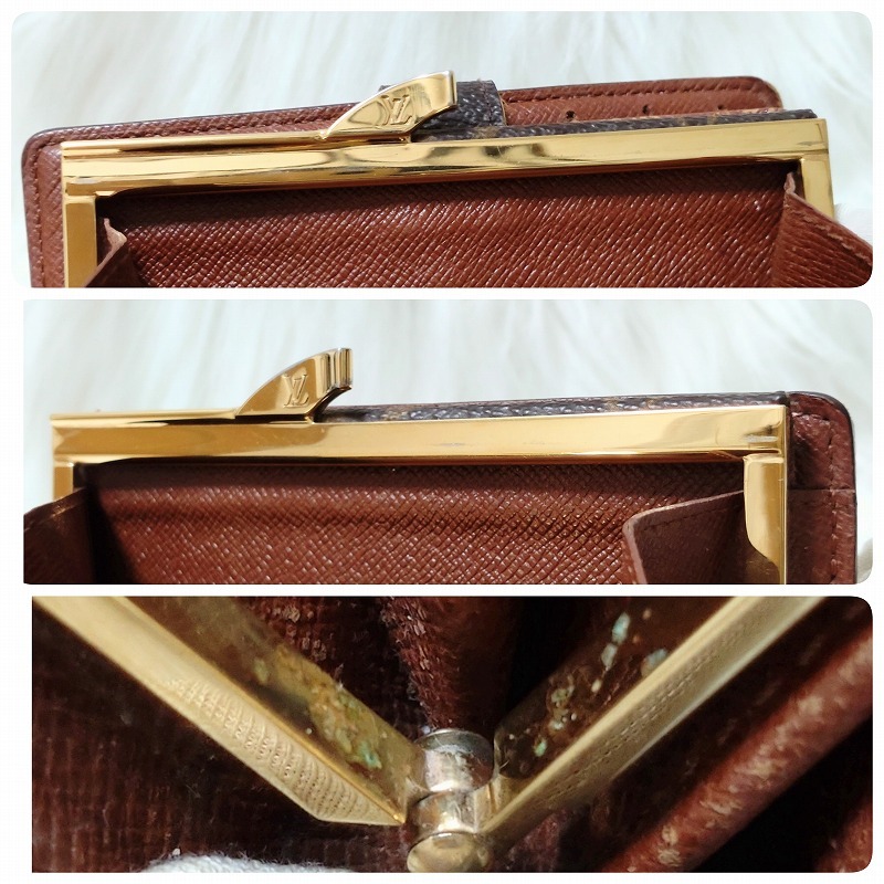 1円～■外観美品■ LOUIS VUITTON ルイヴィトン モノグラム ポルトフォイユ ヴィエノワ M61674 がま口 二つ折財布_画像8
