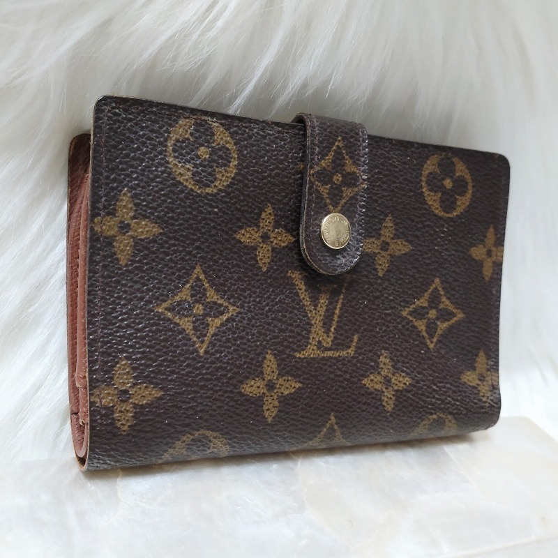 1円～■外観美品■ LOUIS VUITTON ルイヴィトン モノグラム ポルトフォイユ ヴィエノワ M61674 がま口 二つ折財布_画像2