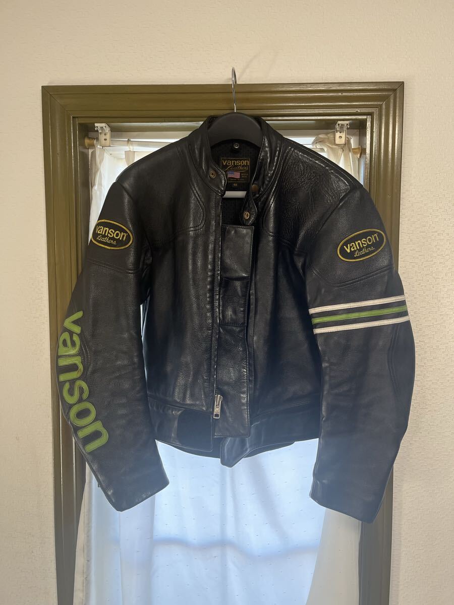 VANSON バンソン ブラック レザー 米国製 ライダースジャケット バイカー レザージャケット_画像1