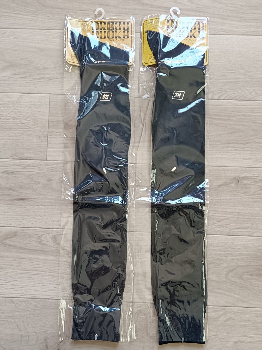 старый DRESS SOCKS платье носки прозрачный носки 2 пар комплект темно-синий 25cm сделано в Японии retro нейлон 100% носки бизнес гольфы костюм