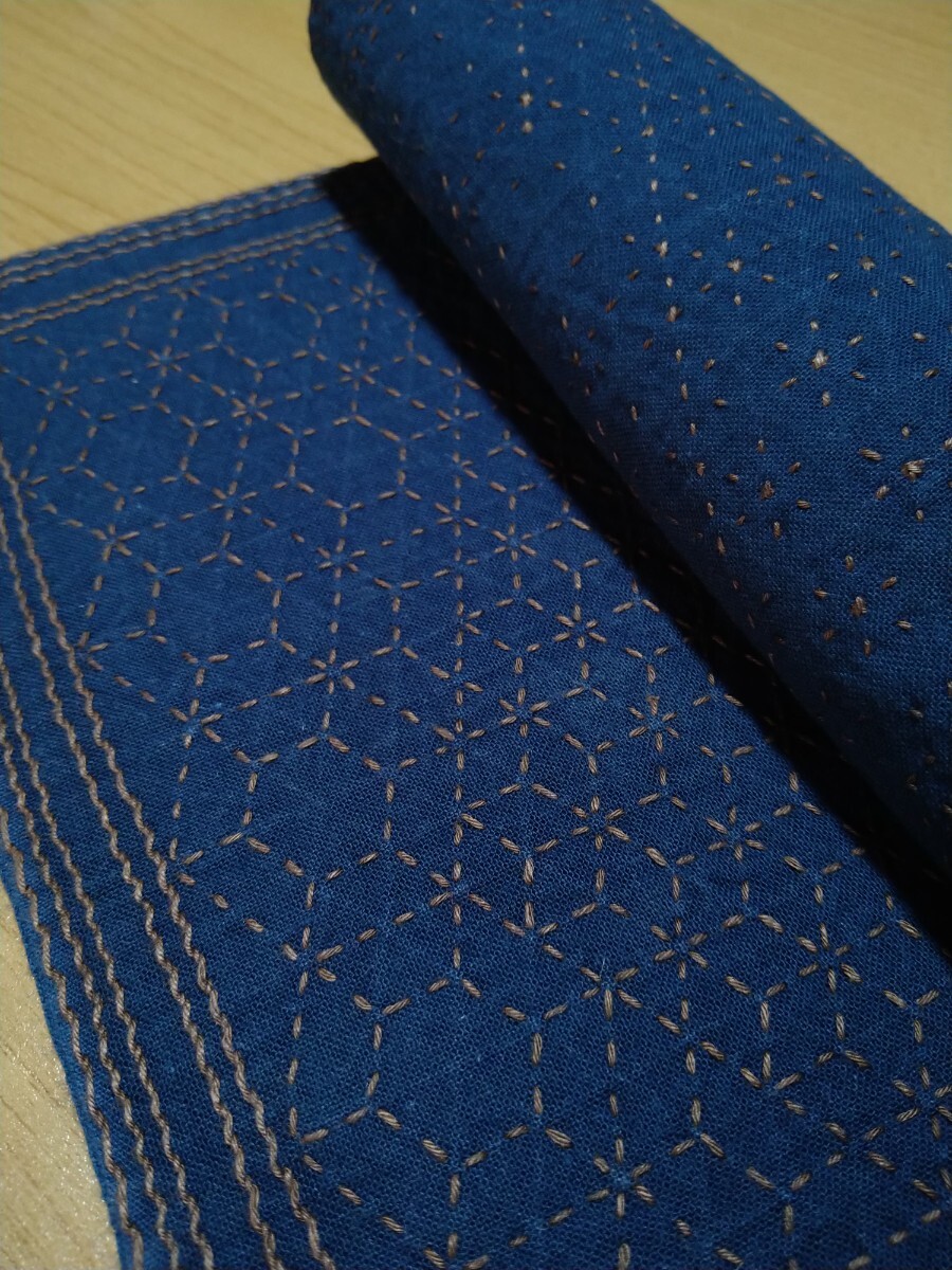 ★★刺し子ふきん★★ 藍色 ブラウン ハンドメイド_画像1