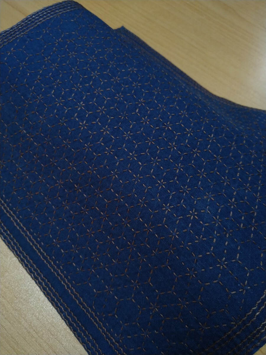 ★★刺し子ふきん★★ 藍色 ブラウン ハンドメイド_画像3