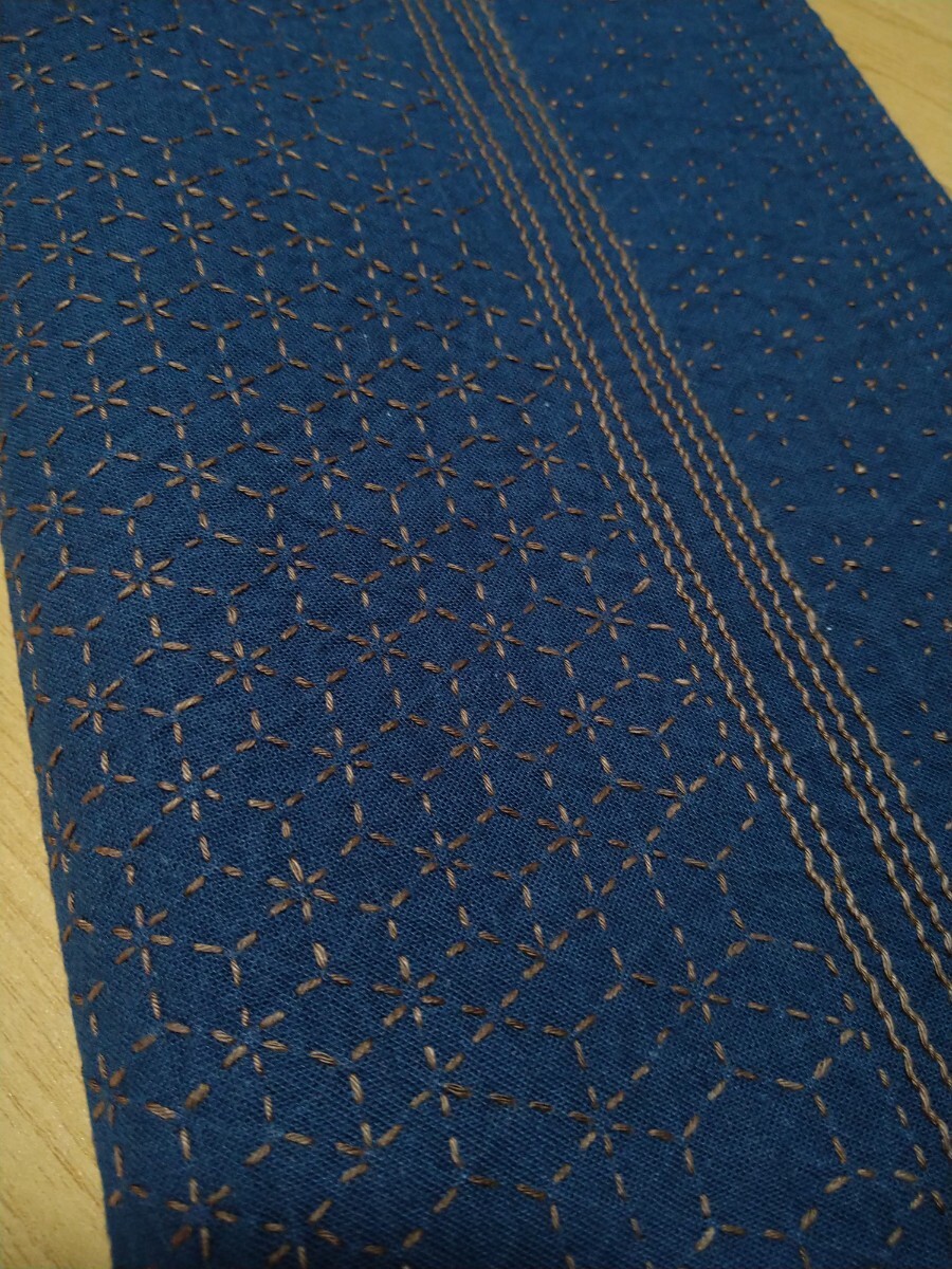 ★★刺し子ふきん★★ 藍色 ブラウン ハンドメイド_画像4