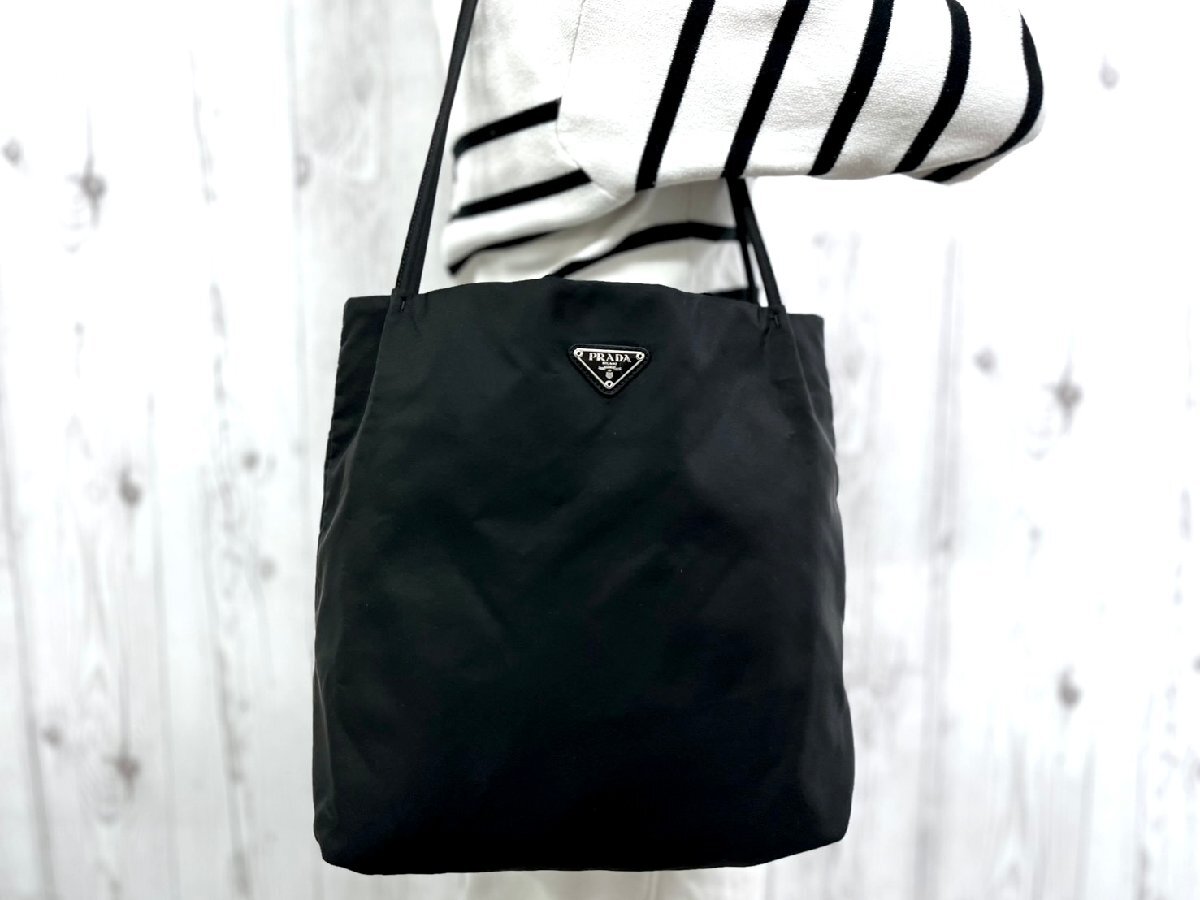  превосходный товар PRADA Prada te Hsu to сумка на плечо большая сумка сумка нейлон чёрный A4 место хранения возможно 92101Y