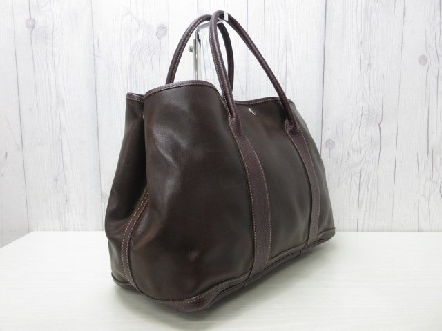 美品 HERMES エルメス アマゾニア ガーデンパーティ PM ケアバーム付き トートバッグ ハンドバッグ バッグ レザー A4収納可 メンズ 92116Y_画像4
