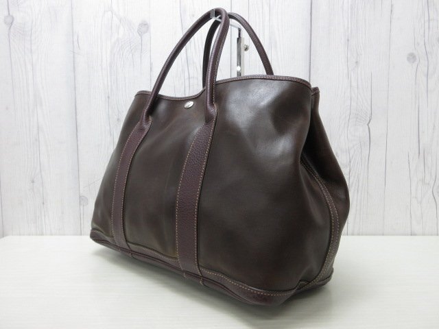 美品 HERMES エルメス アマゾニア ガーデンパーティ PM ケアバーム付き トートバッグ ハンドバッグ バッグ レザー A4収納可 メンズ 92116Y_画像3