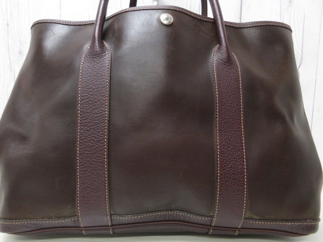 美品 HERMES エルメス アマゾニア ガーデンパーティ PM ケアバーム付き トートバッグ ハンドバッグ バッグ レザー A4収納可 メンズ 92116Y_画像10