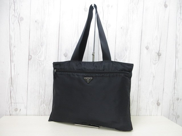  превосходный товар PRADA Prada te Hsu to большая сумка сумка на плечо сумка нейлон чёрный A4 место хранения возможно мужской 92075Y
