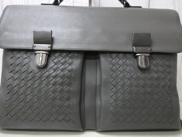 прекрасный товар BOTTEGA VENETA Bottega Veneta сетка портфель ручная сумочка сумка кожа серый A4 возможно мужской 92093Y