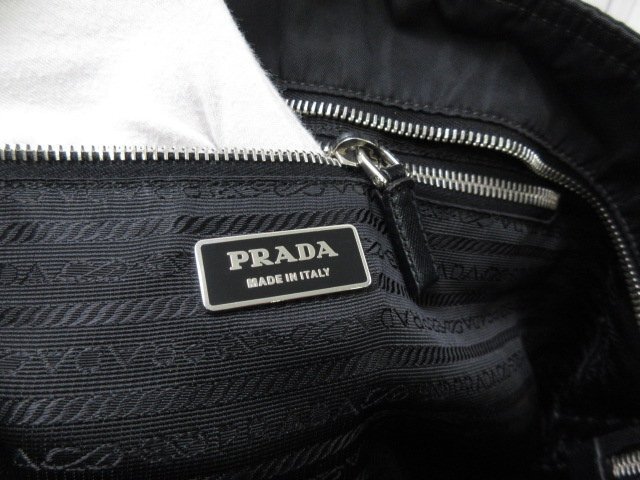  прекрасный товар PRADA Prada te Hsu to большая сумка сумка на плечо сумка нейлон ×safia-no кожа чёрный A4 место хранения возможно 92125Y