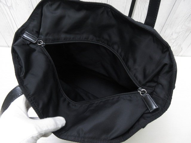  превосходный товар PRADA Prada te Hsu to большая сумка сумка на плечо сумка нейлон × кожа чёрный A4 место хранения возможно 92047Y