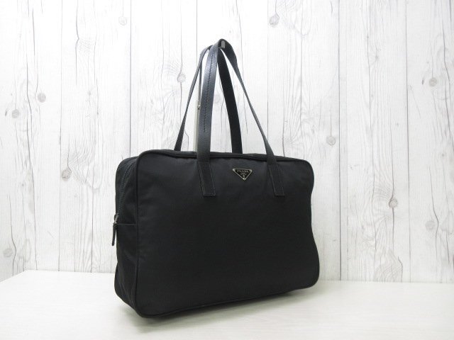  превосходный товар PRADA Prada te Hsu to большая сумка сумка на плечо сумка нейлон × кожа чёрный A4 место хранения возможно 92023Y