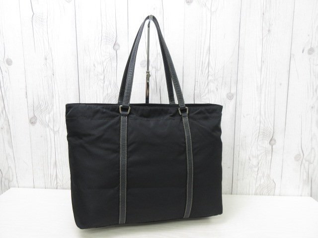  прекрасный товар PRADA Prada te Hsu to большая сумка сумка на плечо сумка нейлон ×safia-no кожа чёрный A4 место хранения возможно 92125Y