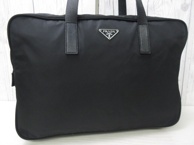  превосходный товар PRADA Prada te Hsu to большая сумка сумка на плечо сумка нейлон × кожа чёрный A4 место хранения возможно 92023Y