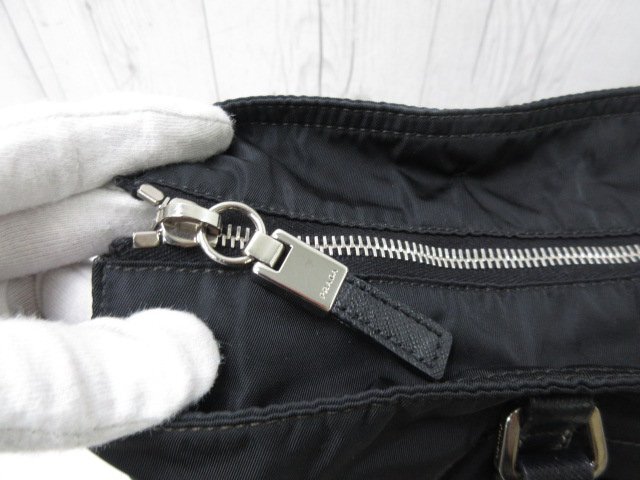  прекрасный товар PRADA Prada te Hsu to большая сумка сумка на плечо сумка нейлон ×safia-no кожа чёрный A4 место хранения возможно 92125Y