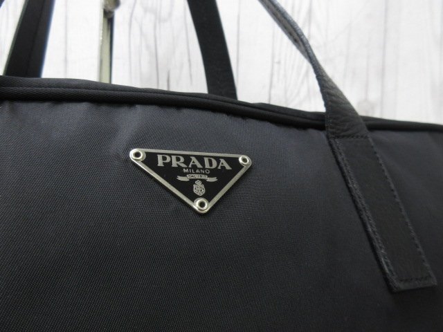  превосходный товар PRADA Prada te Hsu to большая сумка сумка на плечо сумка нейлон × кожа чёрный A4 место хранения возможно 92023Y