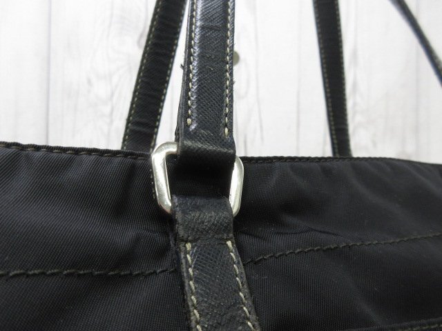  прекрасный товар PRADA Prada te Hsu to большая сумка сумка на плечо сумка нейлон ×safia-no кожа чёрный A4 место хранения возможно 92125Y